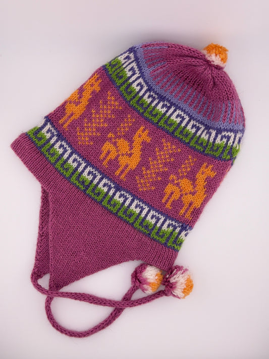 Andean Baby Alpaca Chullo Hat – Magenta Festival